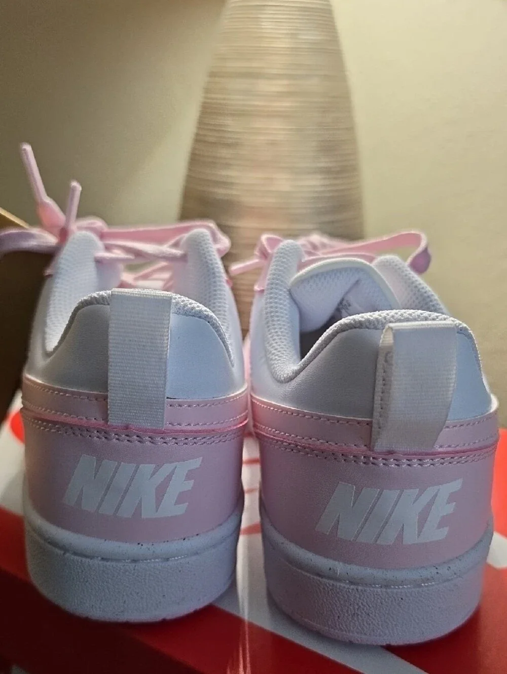 Nike Kids Court Borough Low Recraft Sneakers in Pink and White 6.5Y